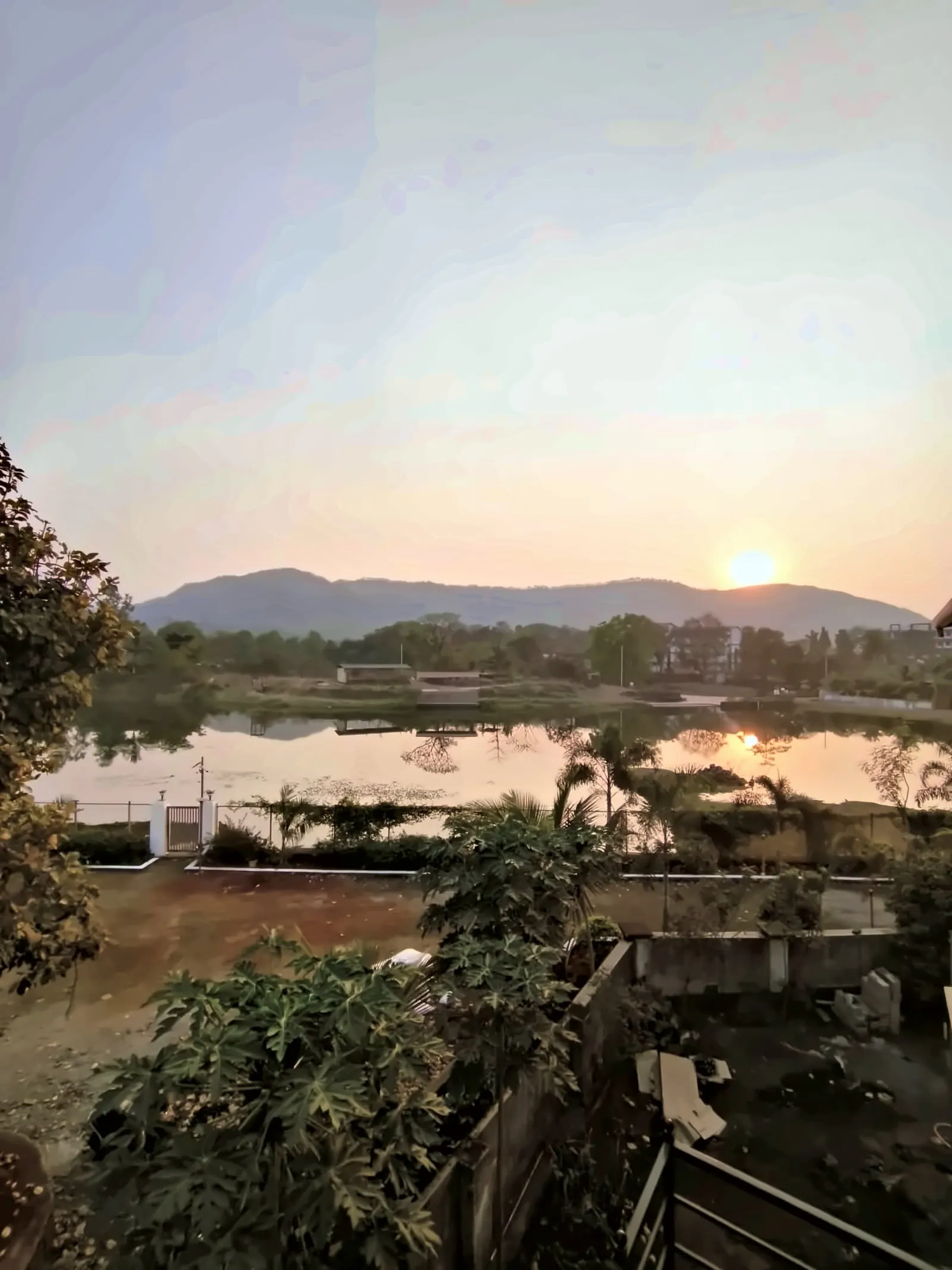 Sunset over the lake, Aamantara Villa, Karjat